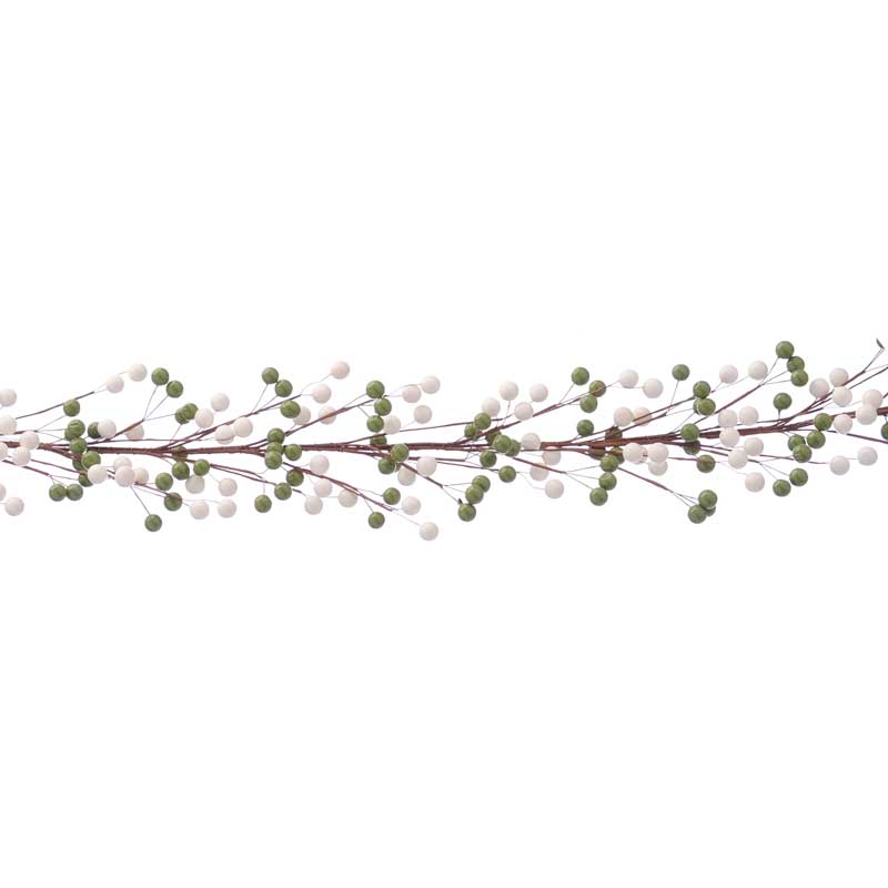 Festive White & Green Berry Garland image 0