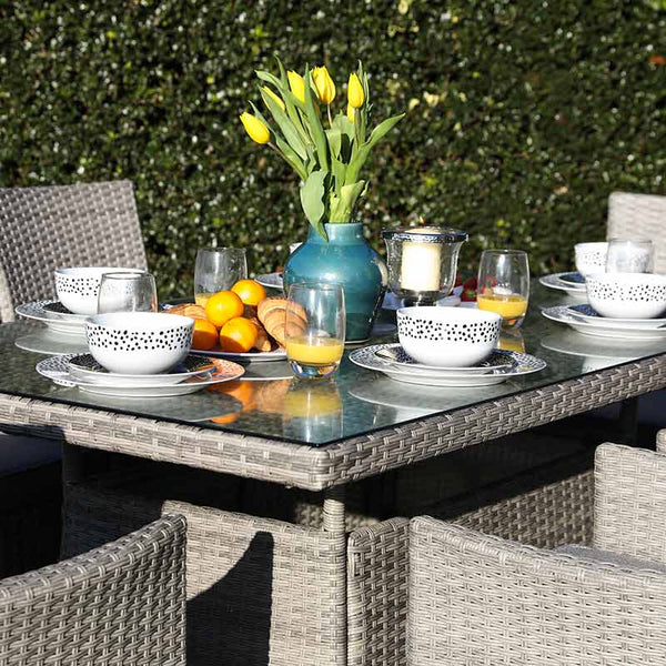 Supremo Barcelona 6 Seat Dining Set with Rectangular Table, 3m Parasol &amp; Base image 2