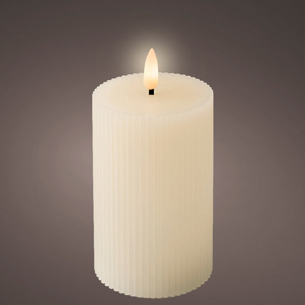 Lumineo Cream Wax LED Carved Candle image 1