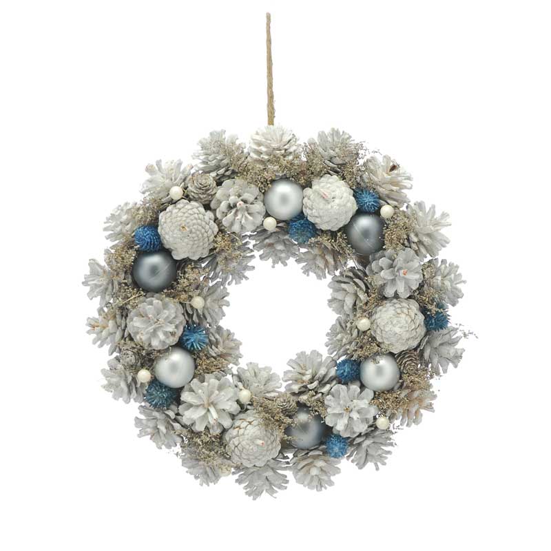 Festive White Pinecone Wreath image 0