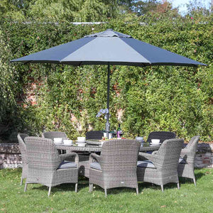 Supremo Verona 8 Seat Dining Set with Elliptical Table, Lazy Susan, 3.5m Parasol & Base image 2