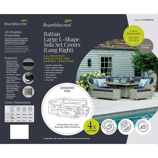 Bramblecrest Covers for Large Rattan L-Shape Sofa Set, Long Right image 1