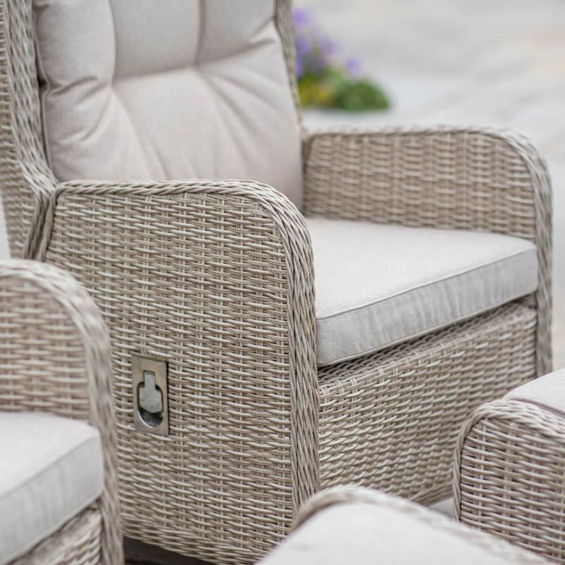 Bramblecrest Chedworth Deluxe 2 Seat Recliner Set in Sandstone Rattan with Footstools image 0