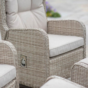 Bramblecrest Chedworth Deluxe 2 Seat Recliner Set in Sandstone Rattan with Footstools image 1