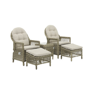 Bramblecrest RHS Rosemoor Rattan Recliner Set with 2 Footstools &amp; High Coffee Table image 5
