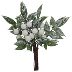 Gisela Graham Frosted Leaf & White Berry Picks image 0