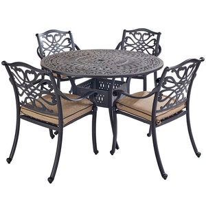 Hartman Capri 4 Seat Round Garden Dining Set in Bronze with 2.5m Parasol &amp; 15kg Base image 4