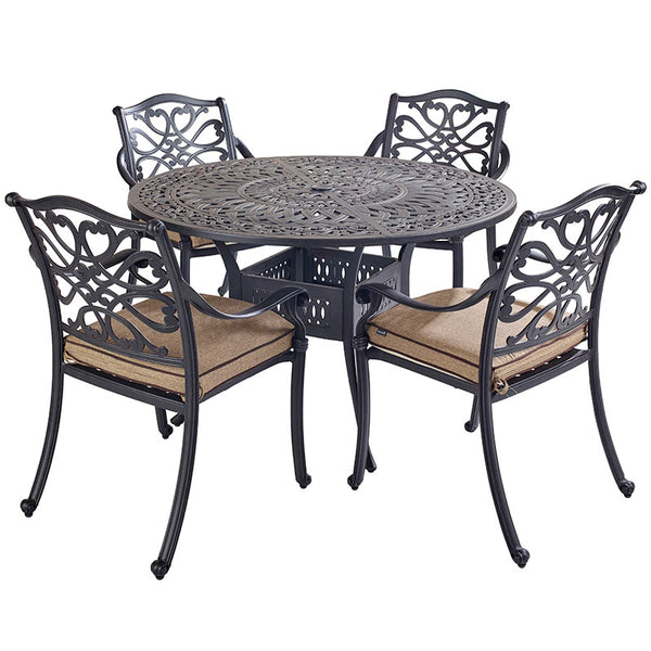 Hartman Capri 4 Seat Round Garden Dining Set in Bronze with 2.5m Parasol &amp; 15kg Base image 4