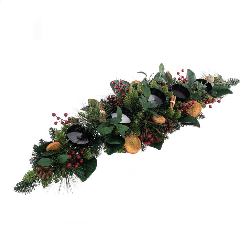 Floralsilk Pine &amp; Orange Candle Centrepiece image 0