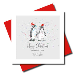 Marina B Christmas Penguins One I Love Christmas Card image 0