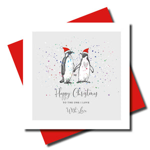 Marina B Christmas Penguins One I Love Christmas Card image 0