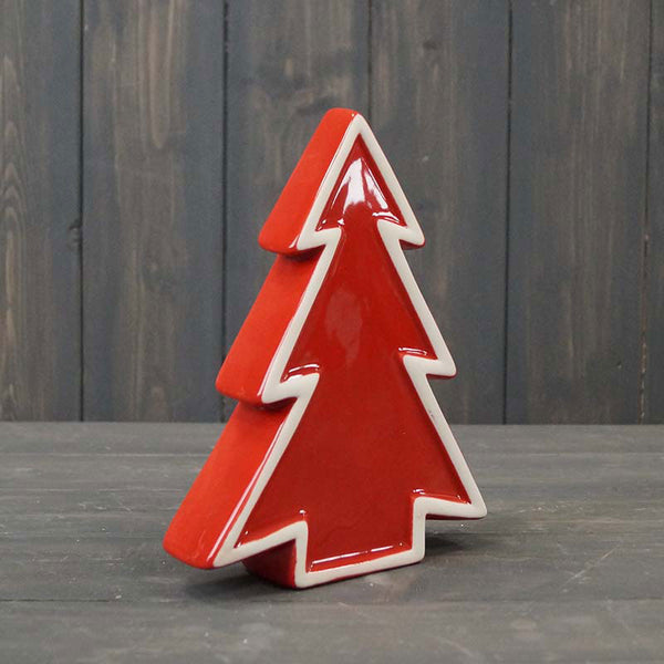 Satchville Red Ceramic Tree with White Edging image 1