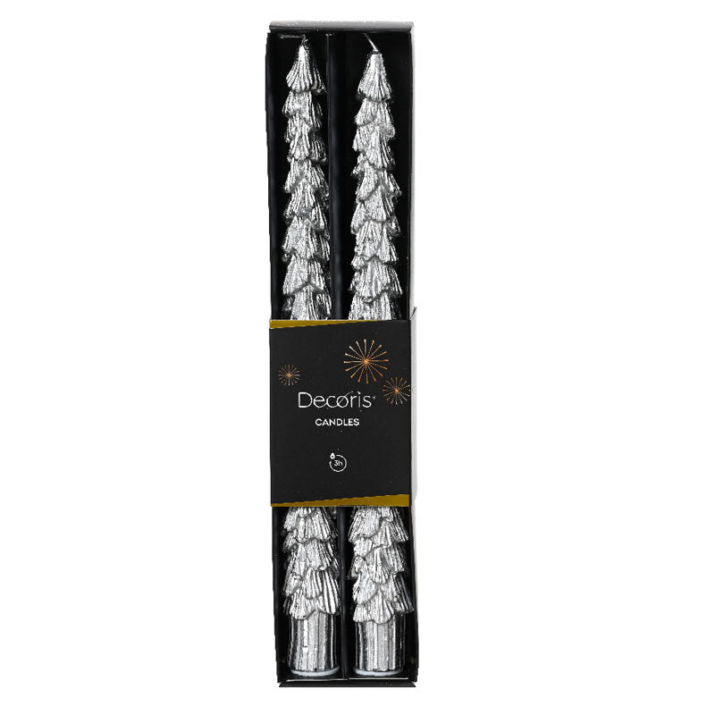 Decoris Silver Tree Dinner Candles (Pack of 2) image 0
