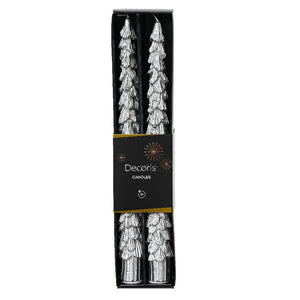 Decoris Silver Tree Dinner Candles (Pack of 2) image 1