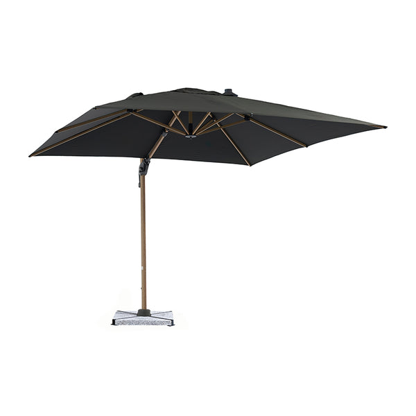 Bramblecrest Chichester 3m x 3m Square Cantilever Wood Effect Parasol in Grey with Granite Base &amp; Cover image 3