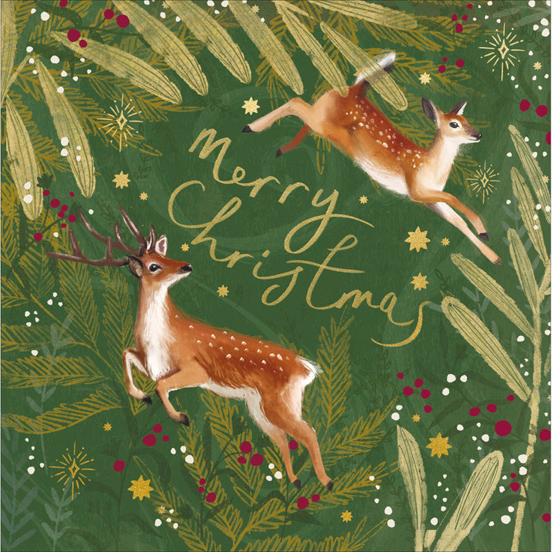 Woodmansterne Deers Jumping Christmas Card image 0