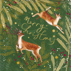 Woodmansterne Deers Jumping Christmas Card image 0