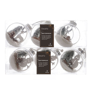 Decoris Shatterproof Transparent Bauble with Landscape - Pack of 3 (Assorted Designs) image 1