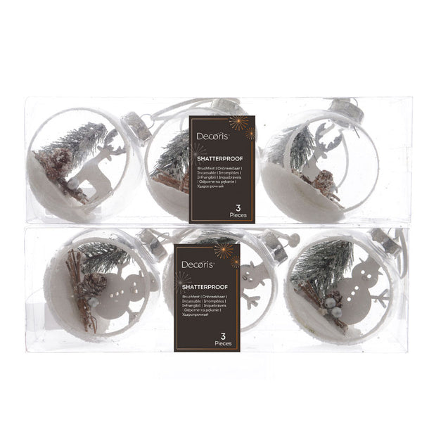 Decoris Shatterproof Transparent Bauble with Landscape - Pack of 3 (Assorted Designs) image 1