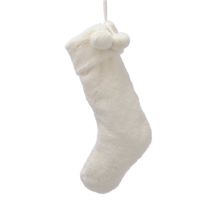 Festive White Faux Fur Stocking image 0