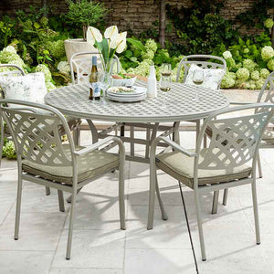 Hartman Berkeley 6 Seat Outdoor Dining Set in Maize with Round Table, Parasol & Base image 1