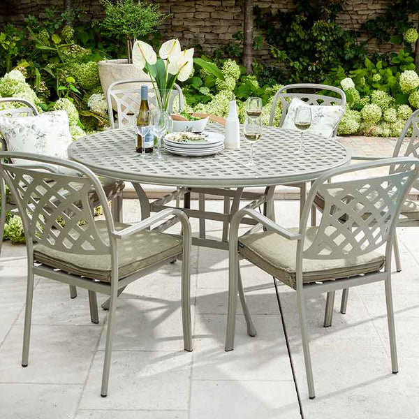 Hartman Berkeley 6 Seat Outdoor Dining Set in Maize with Round Table, Parasol & Base image 1