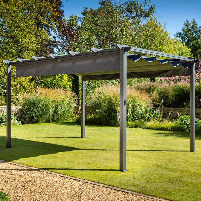 Hartman Roma Rectangular Grey Pergola with Grey Canopy (4m x 3m) image 0