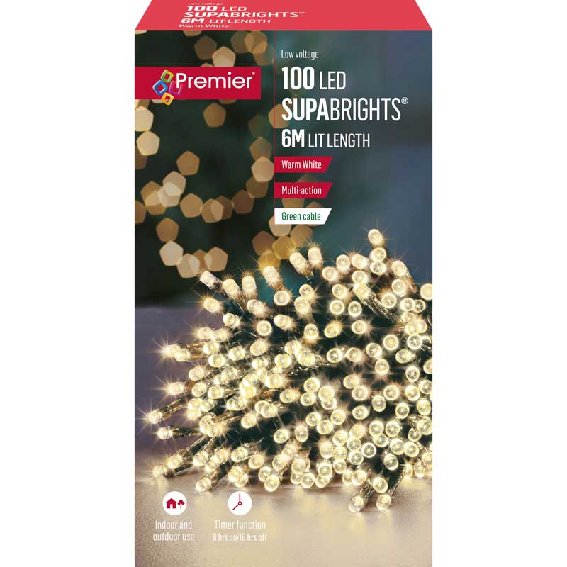 Premier 100 Multi-Action LED SUPABRIGHTS with Timer - Warm White image 0
