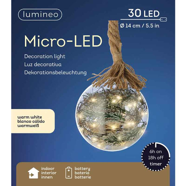 Lumineo Micro LED Hanging Ball with Foliage - 14cm image