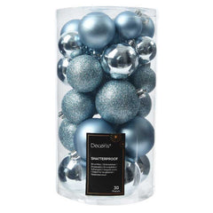 Decoris Shatterproof Baubles in Blue Ice (Pack of 30) image 0