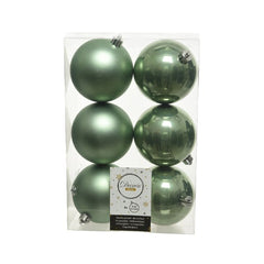 Decoris Shatterproof Baubles in Sage Green (Pack of 6) image 0