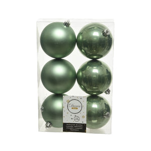 Decoris Shatterproof Baubles in Sage Green (Pack of 6) image 0