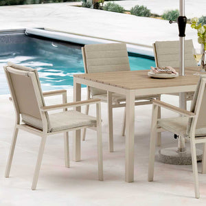 Bramblecrest Zurich 6 Seat Dining Set in Mocha with Rectangular Table, 3m Parasol & Base image 1