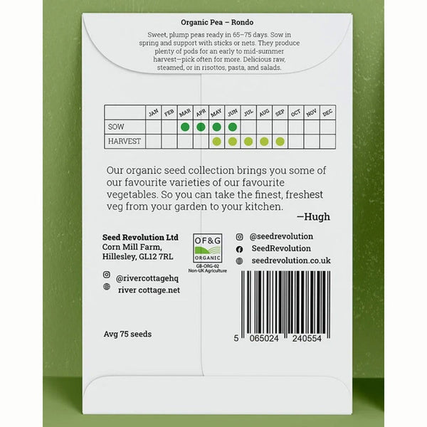 River Cottage Organic Seeds – Pea ‘Rondo’ (1 Packet) image 1