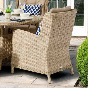 Bramblecrest Somerford 4 Seat Round Garden Dining Set in Sandstone Rattan with Parasol &amp; Base image 2
