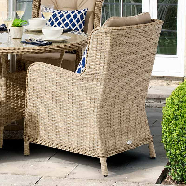Bramblecrest Somerford 4 Seat Round Garden Dining Set in Sandstone Rattan with Parasol &amp; Base image 2
