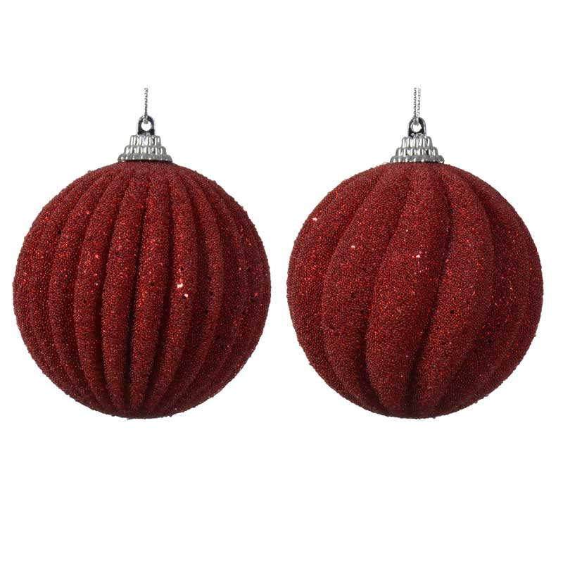 Decoris Foam Bauble with Glitter Beads in Christmas Red (Assorted Designs) image 0