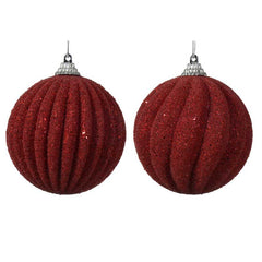 Decoris Foam Bauble with Glitter Beads in Christmas Red (Assorted Designs) image 0