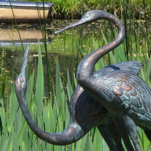 Home & Garden UK Pair of Love Cranes Garden Statue image 1