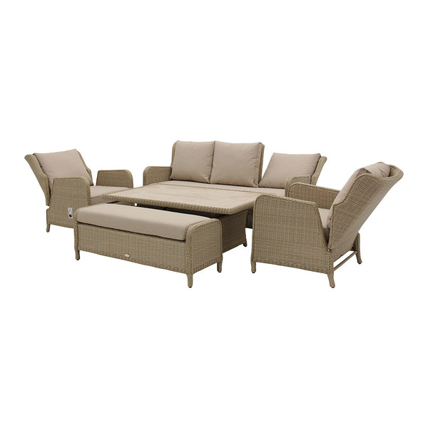 Bramblecrest Chedworth Sandstone Reclining 7-Seat Lounge Set with Height Adjustable Table image 8