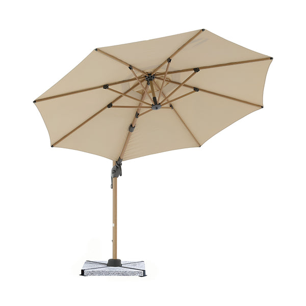 Bramblecrest Chichester 3m Round Cantilever Wood Effect Parasol in Sand with Granite Base &amp; Cover image 4