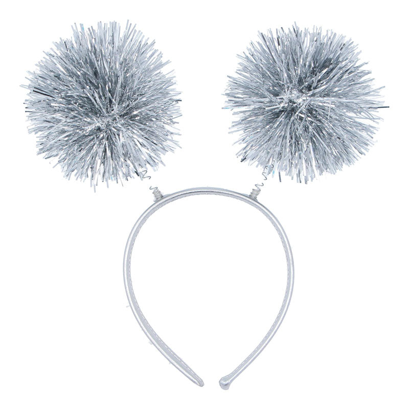 Gisela Graham Silver Tinsel Pompom Headband image 0