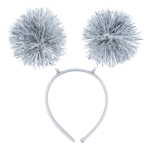 Gisela Graham Silver Tinsel Pompom Headband image 0