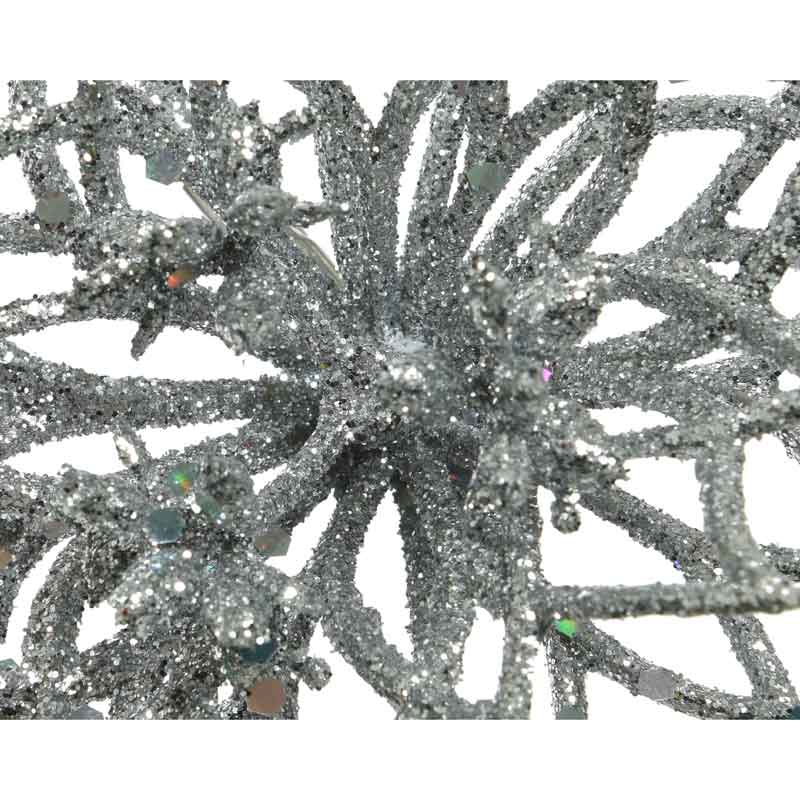 Everlands Silver Glitter Flower Clip image 0