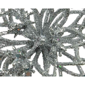 Everlands Silver Glitter Flower Clip image 1