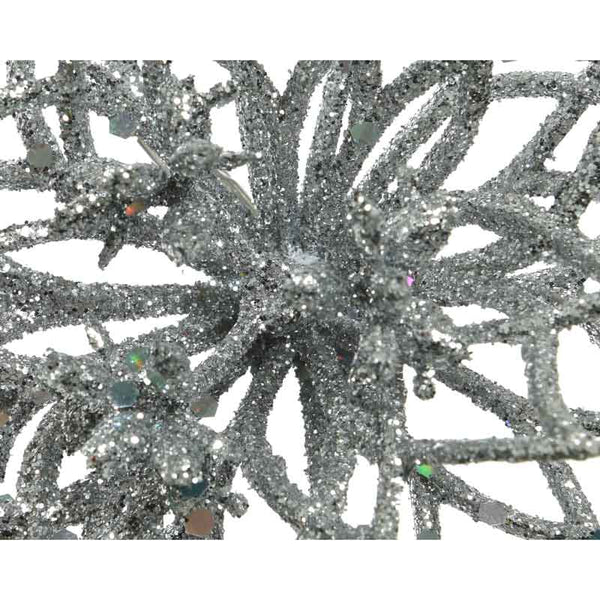 Everlands Silver Glitter Flower Clip image 1