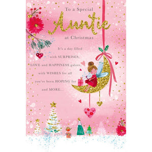 Words N Wishes Cute Fairy Sat On Moon Christmas Card image 0