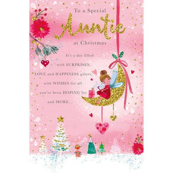 Words N Wishes Cute Fairy Sat On Moon Christmas Card image 0