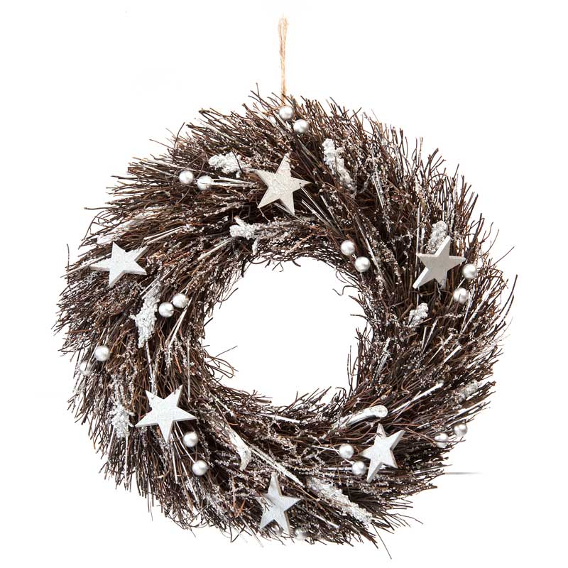 Festive Silver Berries & Stars Wreath image 0