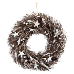 Festive Silver Berries & Stars Wreath image 0